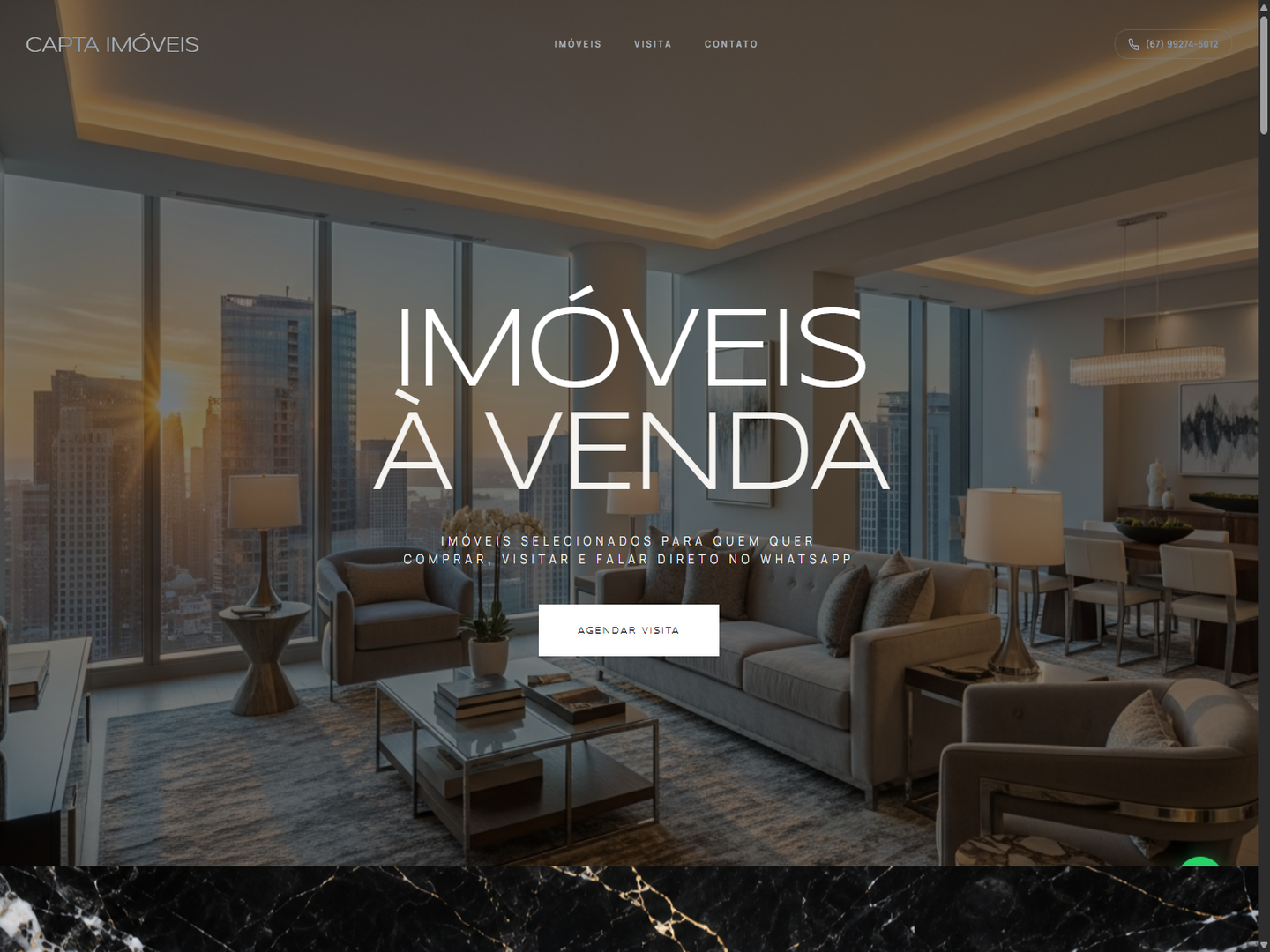 Preview da home publicada do site Capta Imóveis