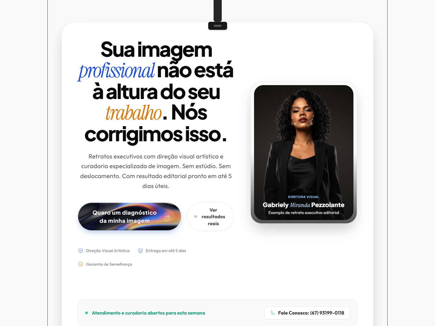Preview da home publicada do site Studio Retrato
